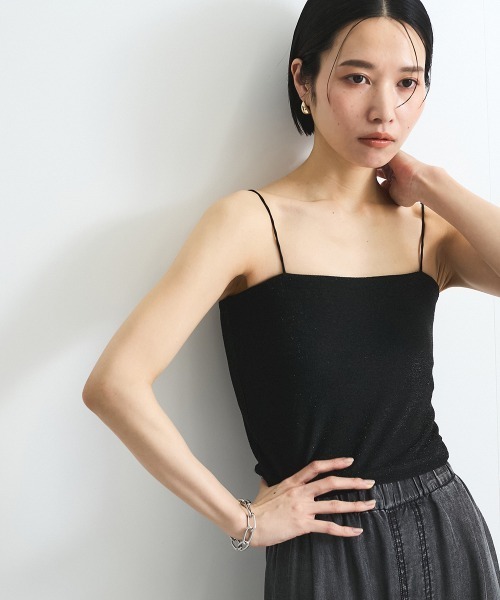VICKY(ビッキー)の「カップ付きラメキャミソール≪手洗い可能≫(キャミソール・レディース・オフホワイト/ブラック/ブラウン・M)」の5枚目の写真