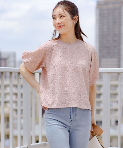 組曲（クミキョク）の「レーシージャージーニットライク カットソー（Tシャツ/カットソー・レディース・ホワイト系/ピンク系/ブラック系・F）」の3枚目の写真