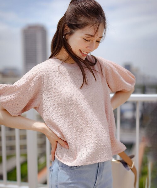 組曲（クミキョク）の「レーシージャージーニットライク カットソー（Tシャツ/カットソー・レディース・ホワイト系/ピンク系/ブラック系・F）」の6枚目の写真