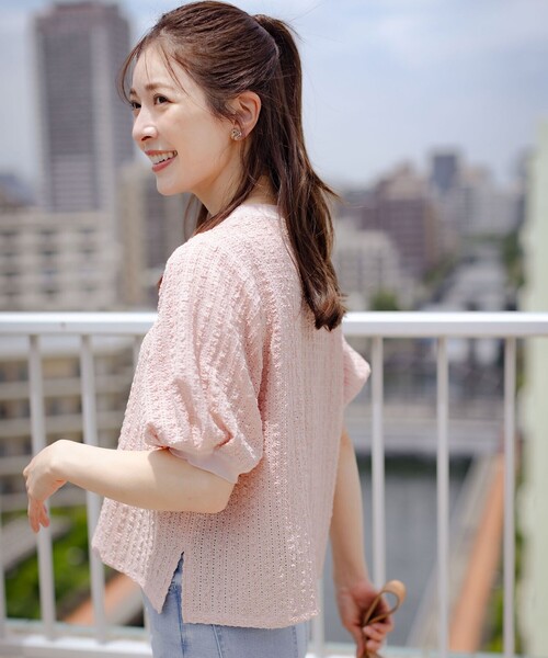 組曲（クミキョク）の「レーシージャージーニットライク カットソー（Tシャツ/カットソー・レディース・ホワイト系/ピンク系/ブラック系・F）」の7枚目の写真