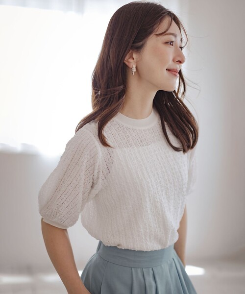 組曲（クミキョク）の「レーシージャージーニットライク カットソー（Tシャツ/カットソー・レディース・ホワイト系/ピンク系/ブラック系・F）」の12枚目の写真