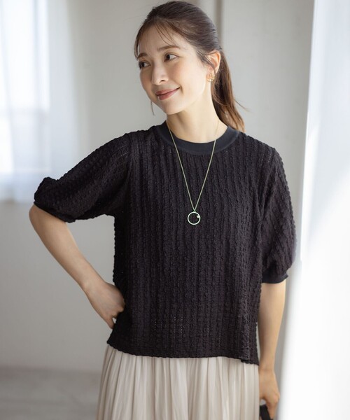 組曲（クミキョク）の「レーシージャージーニットライク カットソー（Tシャツ/カットソー・レディース・ホワイト系/ピンク系/ブラック系・F）」の18枚目の写真