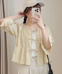 Honeys | ６分袖リボン付ブラウス(シャツ/ブラウス)