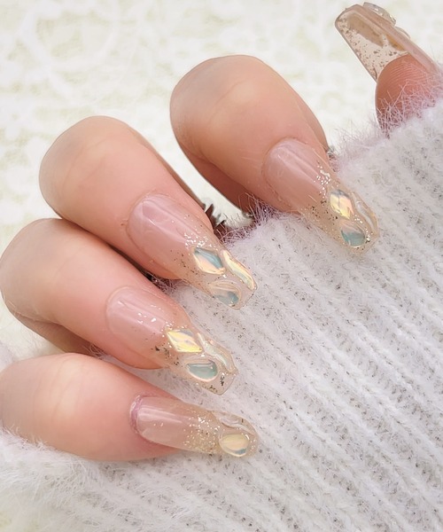 シェル パーツ コフィン デザイン ネイルチップ（ネイルシール/ネイル