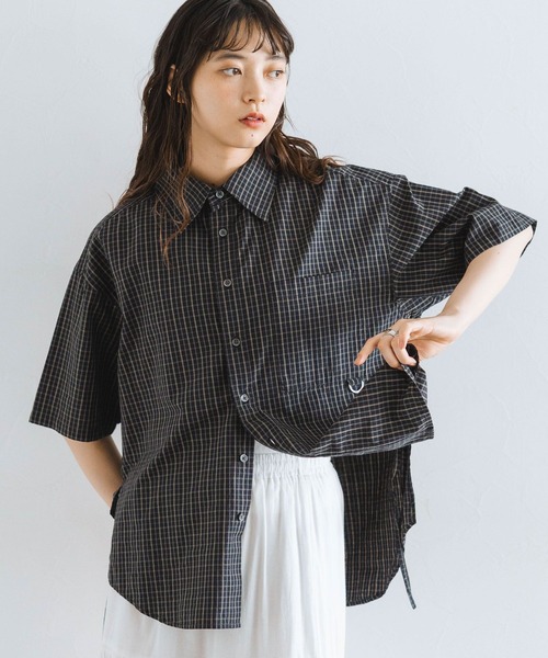 RAGEBLUE（レイジブルー）の「サイドリボンアソートオーバーシャツ（シャツ/ブラウス・レディース・ダークグレー/イエロー/ピンク/ブラック系/グレー系・FREE）」の2枚目の写真