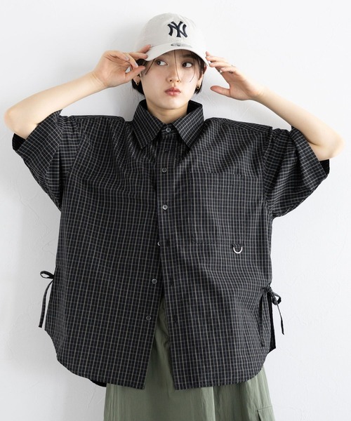 RAGEBLUE（レイジブルー）の「サイドリボンアソートオーバーシャツ（シャツ/ブラウス・レディース・ダークグレー/イエロー/ピンク/ブラック系/グレー系・FREE）」の22枚目の写真