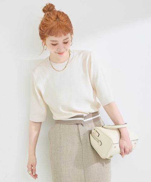 B.C STOCK(ベーセーストック)の「ウォッシャブル / 接触冷感 / ソウバリプルオーバー(ニット/セーター・レディース・ブラック/ネイビー/グリーン/ホワイト・FREE)」の15枚目の写真