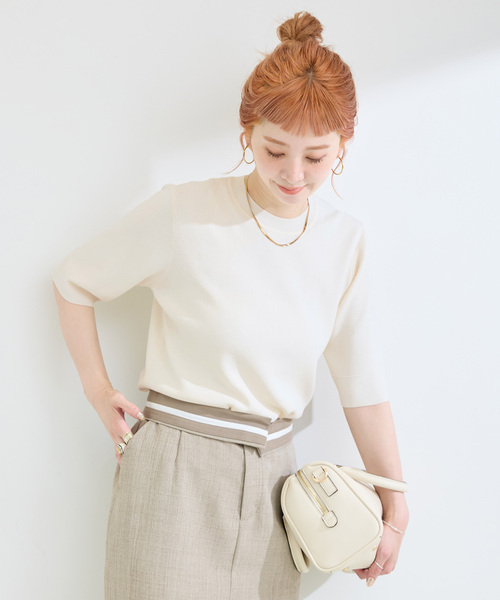 B.C STOCK(ベーセーストック)の「ウォッシャブル / 接触冷感 / ソウバリプルオーバー(ニット/セーター・レディース・ブラック/ネイビー/グリーン/ホワイト・FREE)」の16枚目の写真