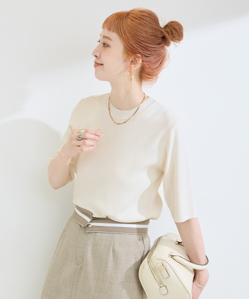 B.C STOCK(ベーセーストック)の「ウォッシャブル / 接触冷感 / ソウバリプルオーバー(ニット/セーター・レディース・ブラック/ネイビー/グリーン/ホワイト・FREE)」の17枚目の写真