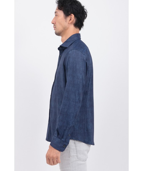 HIGH STREET（ハイストリート）の「COOLﾊｲﾃﾝｼｮﾝﾃﾞﾆﾑﾌﾟﾘﾝﾄｶｯﾀｳｪｲSH（シャツ/ブラウス・メンズ・ブルー/ネイビー・LL/L/S/M）」の5枚目の写真