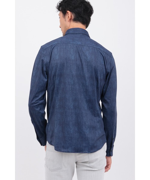 HIGH STREET（ハイストリート）の「COOLﾊｲﾃﾝｼｮﾝﾃﾞﾆﾑﾌﾟﾘﾝﾄｶｯﾀｳｪｲSH（シャツ/ブラウス・メンズ・ブルー/ネイビー・LL/L/S/M）」の6枚目の写真