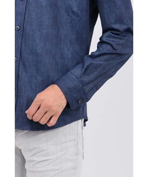 HIGH STREET（ハイストリート）の「COOLﾊｲﾃﾝｼｮﾝﾃﾞﾆﾑﾌﾟﾘﾝﾄｶｯﾀｳｪｲSH（シャツ/ブラウス・メンズ・ブルー/ネイビー・LL/L/S/M）」の8枚目の写真