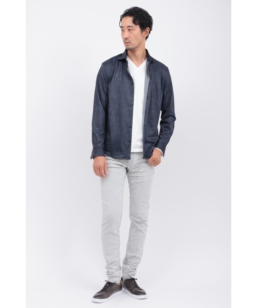 HIGH STREET（ハイストリート）の「COOLﾊｲﾃﾝｼｮﾝﾃﾞﾆﾑﾌﾟﾘﾝﾄｶｯﾀｳｪｲSH（シャツ/ブラウス・メンズ・ブルー/ネイビー・LL/L/S/M）」の3枚目の写真