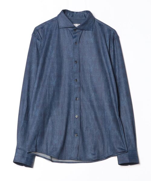 HIGH STREET（ハイストリート）の「COOLﾊｲﾃﾝｼｮﾝﾃﾞﾆﾑﾌﾟﾘﾝﾄｶｯﾀｳｪｲSH（シャツ/ブラウス・メンズ・ブルー/ネイビー・LL/L/S/M）」の9枚目の写真