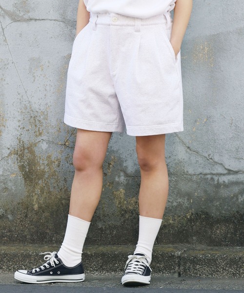 mocT(モクティー)の「mocT/モクティ STRETCH FLEECE 2TUCK SHORTS ストレッチフリース2タックショーツ ハーフパンツ(その他パンツ・レディース・ホワイト/ヘザーグレー・XL)」の7枚目の写真