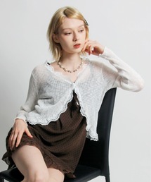 IMARI（イマリ）の「【 IMARI / イマリ 】 レース フリル シアー カーディガン #（カーディガン/ボレロ）」