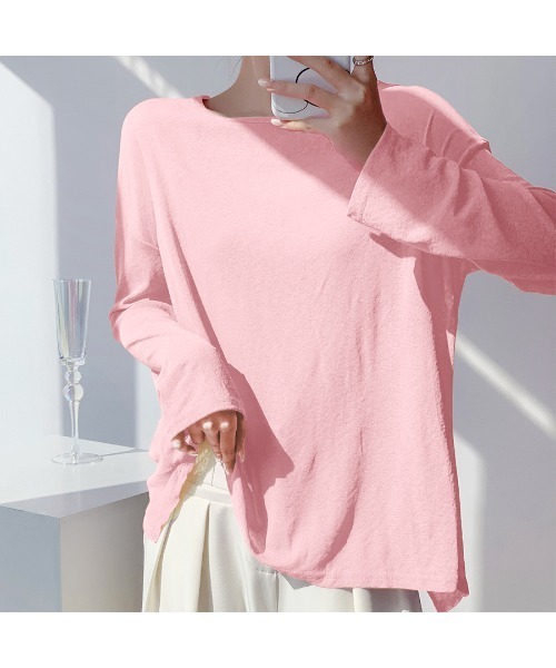ReRe(リリ)の「前後2wayクロスシアートップス(Tシャツ/カットソー・レディース・ブルー/ブラック/ホワイト/ピンク/グリーン/ミント/パープル・FREE)」の7枚目の写真