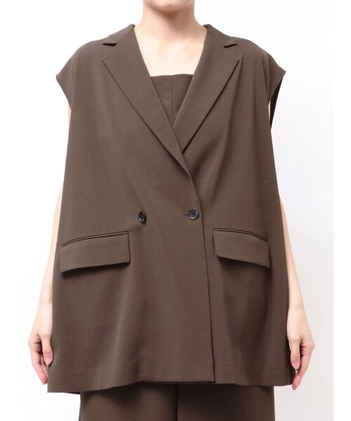 ELENDEEK（エレンディーク）の「リラクシーテーラードジレ【セットアップ対応】（テーラードジャケット・レディース・ブラウン/アイボリー/チャコールグレー・FREE）」の9枚目の写真