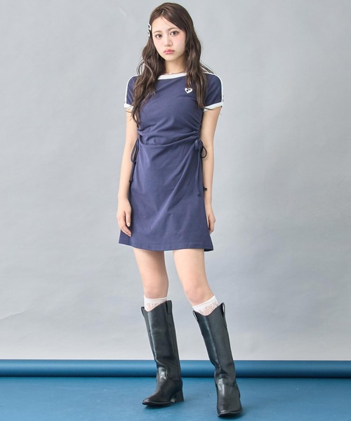 ANAP(アナップ)の「スポーティーTシャツ ミニワンピース(ワンピース・レディース・ネイビー/ブラック・FREE)」の6枚目の写真