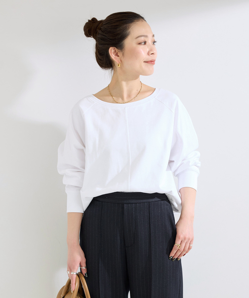 B.C STOCK(ベーセーストック)の「《追加》手洗い可 / 裾ドロストロンTEE(Tシャツ/カットソー・レディース・ホワイト/ウッド/ブラック・FREE)」の13枚目の写真