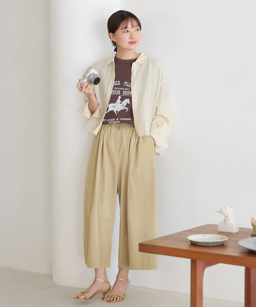 IENA（イエナ）の「《追加2》ラミーリヨセルショートシャツ（シャツ/ブラウス・レディース・オートミール/サックスブルー/ブラック・FREE）」の10枚目の写真