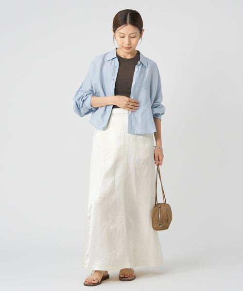 IENA（イエナ）の「《追加2》ラミーリヨセルショートシャツ（シャツ/ブラウス・レディース・オートミール/サックスブルー/ブラック・FREE）」の15枚目の写真