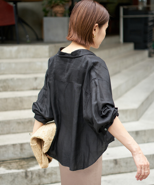 2点セットイエナ　ラミーショートシャツ　ブラウン& マッキントッシュ　ブラウス ラミーリヨセルショートシャツ（シャツ／ブラウス）｜IENA（イエナ）の