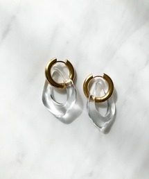 2WAYクリアドロップメタルフープピアス