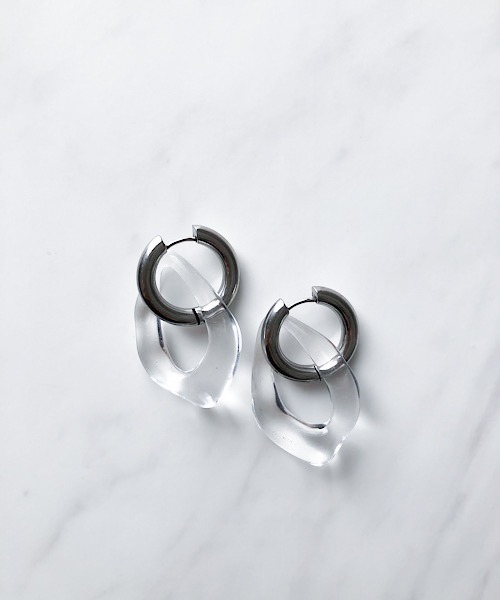 TIMELESS&THREE（タイムレスアンドスリー）の「2WAYクリアドロップメタルフープピアス（ピアス（両耳用）・レディース・シルバー/ゴールド・FREE）」の10枚目の写真