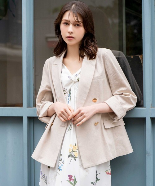 NOELA（ノエラ）の「リネンゴールドボタンダブルジャケット（テーラードジャケット・レディース・ネイビー/ベージュ・S/M）」の20枚目の写真