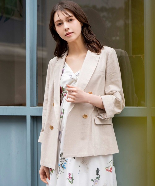 NOELA（ノエラ）の「リネンゴールドボタンダブルジャケット（テーラードジャケット・レディース・ネイビー/ベージュ・S/M）」の18枚目の写真