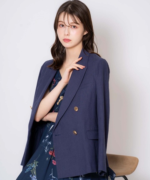 NOELA（ノエラ）の「リネンゴールドボタンダブルジャケット（テーラードジャケット・レディース・ネイビー/ベージュ・S/M）」の14枚目の写真