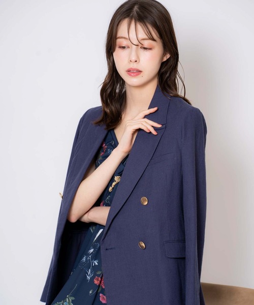 NOELA（ノエラ）の「リネンゴールドボタンダブルジャケット（テーラードジャケット・レディース・ネイビー/ベージュ・S/M）」の13枚目の写真