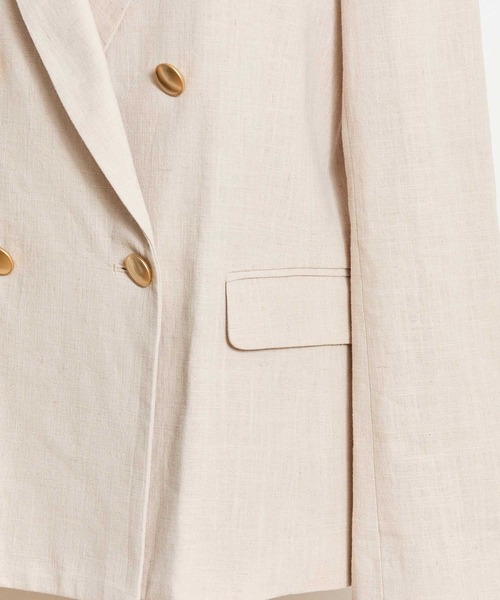 NOELA（ノエラ）の「リネンゴールドボタンダブルジャケット（テーラードジャケット・レディース・ネイビー/ベージュ・S/M）」の4枚目の写真