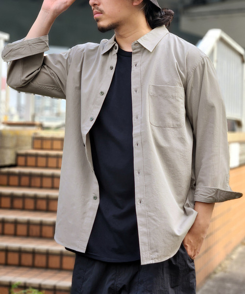 ikka(イッカ)の「7.5分袖ドライタッチシャツ(シャツ/ブラウス・メンズ・ダークベージュ/ネイビー/ライム・XL/L/M/S)」の2枚目の写真