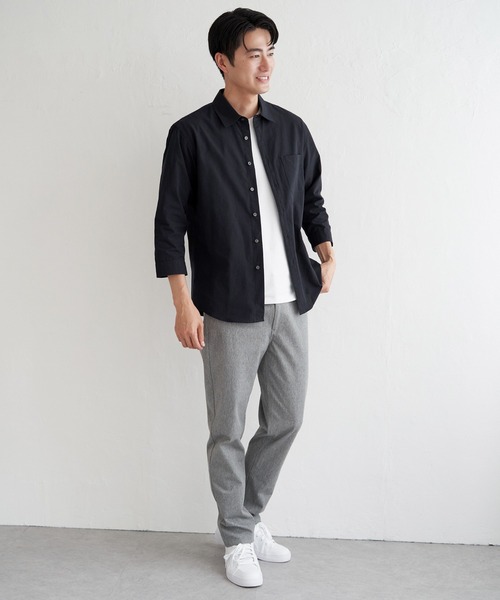 ikka(イッカ)の「7.5分袖ドライタッチシャツ(シャツ/ブラウス・メンズ・ダークベージュ/ネイビー/ライム・XL/L/M/S)」の10枚目の写真