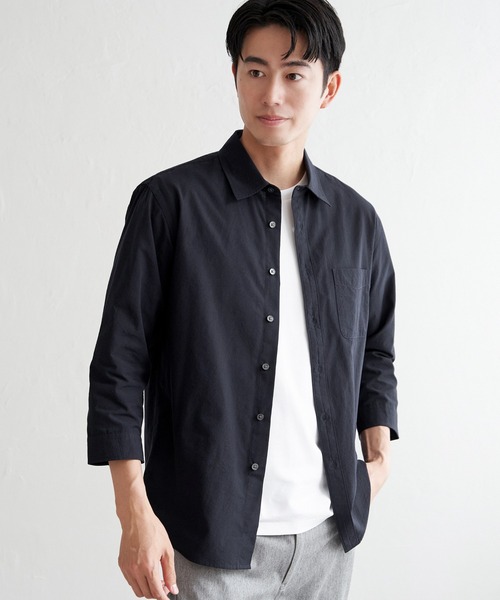 ikka(イッカ)の「7.5分袖ドライタッチシャツ(シャツ/ブラウス・メンズ・ダークベージュ/ネイビー/ライム・XL/L/M/S)」の13枚目の写真