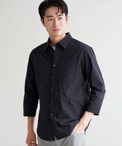 ikka(イッカ)の「7.5分袖ドライタッチシャツ(シャツ/ブラウス・メンズ・ダークベージュ/ネイビー/ライム・XL/L/M/S)」の12枚目の写真
