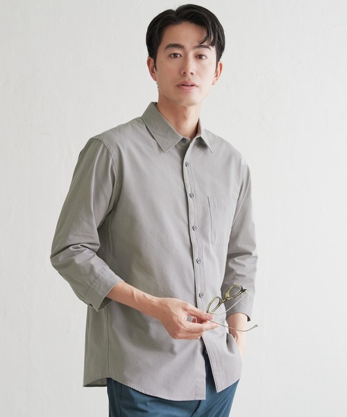 ikka(イッカ)の「7.5分袖ドライタッチシャツ(シャツ/ブラウス・メンズ・ダークベージュ/ネイビー/ライム・XL/L/M/S)」の19枚目の写真