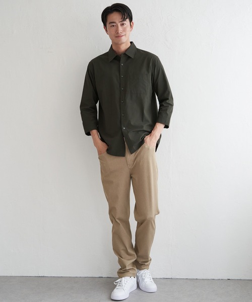 ikka(イッカ)の「7.5分袖ドライタッチシャツ(シャツ/ブラウス・メンズ・ダークベージュ/ネイビー/ライム・XL/L/M/S)」の14枚目の写真
