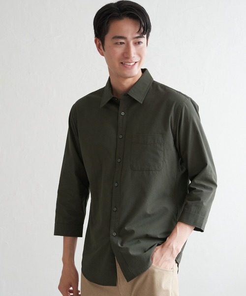 ikka(イッカ)の「7.5分袖ドライタッチシャツ(シャツ/ブラウス・メンズ・ダークベージュ/ネイビー/ライム・XL/L/M/S)」の16枚目の写真