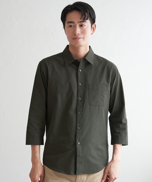 ikka(イッカ)の「7.5分袖ドライタッチシャツ(シャツ/ブラウス・メンズ・ダークベージュ/ネイビー/ライム・XL/L/M/S)」の20枚目の写真