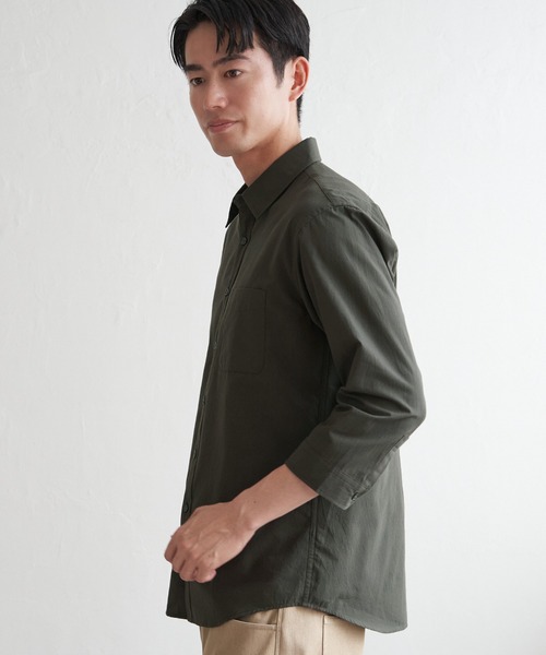ikka(イッカ)の「7.5分袖ドライタッチシャツ(シャツ/ブラウス・メンズ・ダークベージュ/ネイビー/ライム・XL/L/M/S)」の21枚目の写真