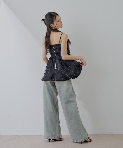 ブラウス シャツ 「WEB限定」ドットチュールペプラムブラウス レディース Chico（チコ）の「【WEB限定】ドットチュールペプラムブラウス