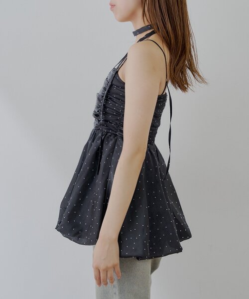 Chico（チコ）の「【WEB限定】ドットチュールペプラムブラウス（シャツ