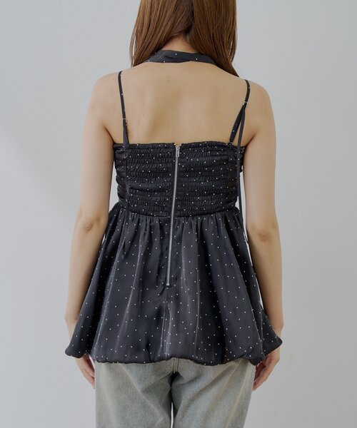 Chico（チコ）の「【WEB限定】ドットチュールペプラムブラウス（シャツ/ブラウス・レディース・ブラック/ホワイト/ピンク・FREE）」の9枚目の写真