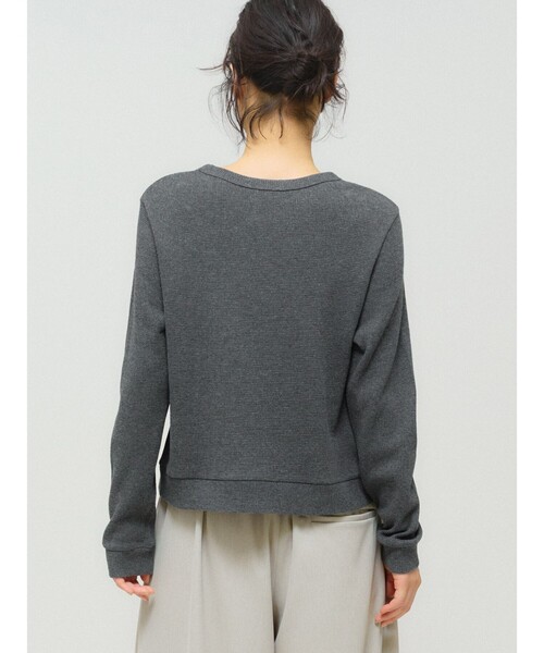 MIDIUMISOLID(ミディウミソリッド)の「MIDIUMISOLID for Ladies Uネックワッフルプルオーバー(Tシャツ/カットソー・レディース・グレー/ブラック/キナリ・FREE)」の10枚目の写真