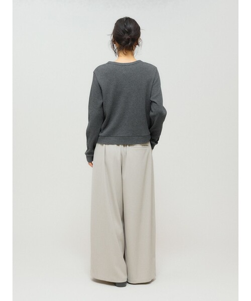 MIDIUMISOLID(ミディウミソリッド)の「MIDIUMISOLID for Ladies Uネックワッフルプルオーバー(Tシャツ/カットソー・レディース・グレー/ブラック/キナリ・FREE)」の14枚目の写真