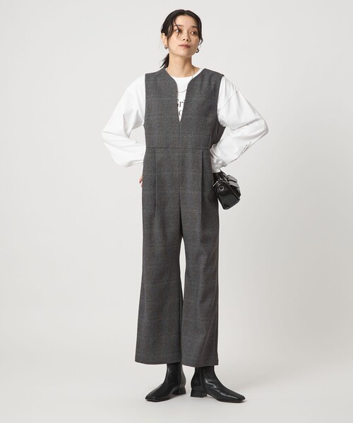 size SHORT/TALLあり］ツイードライク キーネック
