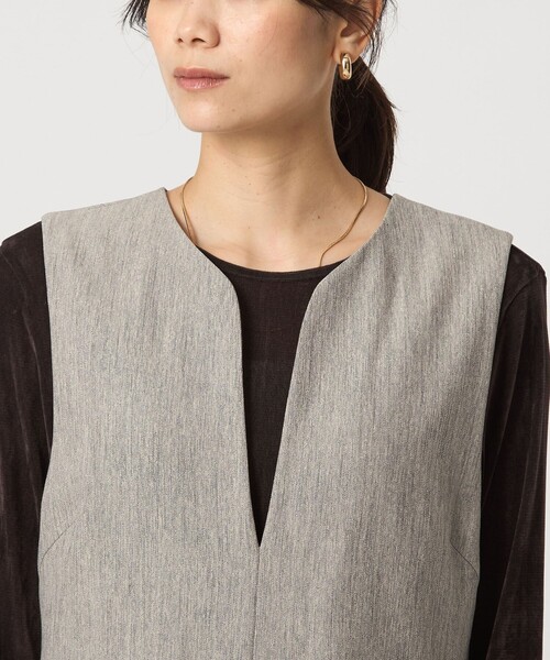 green label relaxing（グリーンレーベルリラクシング）の「［size SHORT/TALLあり］ツイードライク キーネック オールインワン（つなぎ/オールインワン・レディース・ナチュラル/その他1/ダークグレー・SHORT/TALL/38/36）」の19枚目の写真